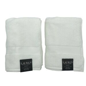 Lauren Ralph Lauren Wescott sailcloth White Bath Towels Lot of 2 NWT